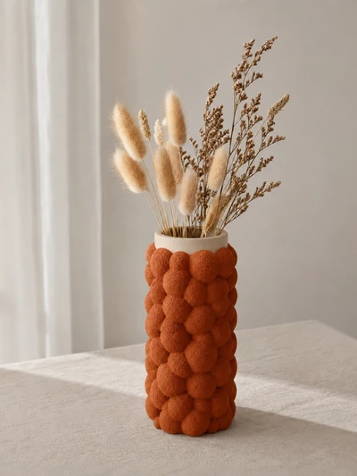 Puffra Bicolor en Terracota Blanco Hueso